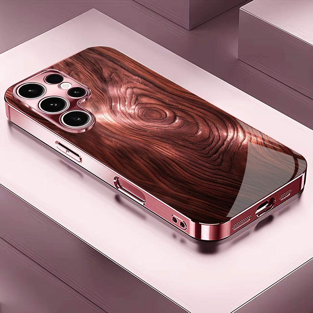 Pc Case Tempered Glass - Pink glass Wood grain Tempered Glass