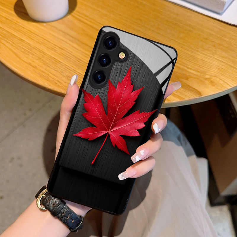 Stylish Red Maple Leaf Pattern - огляд і ціна Pc Case Tempered Glass