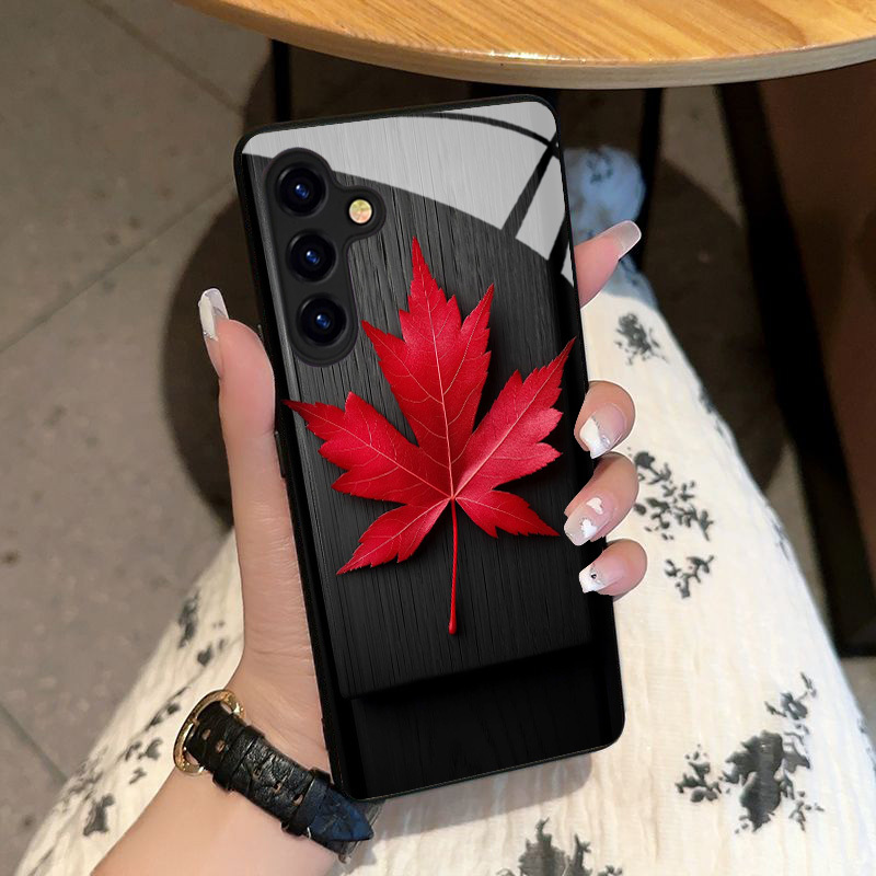 Stylish Red Maple Leaf Pattern - огляд і ціна Pc Case Tempered Glass