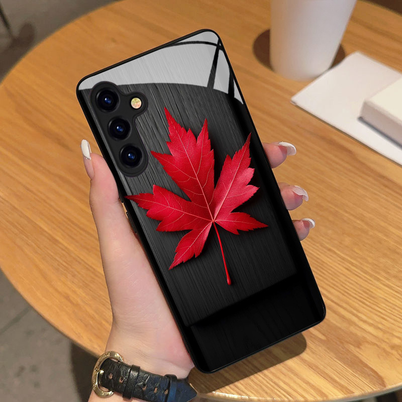 Stylish Red Maple Leaf Pattern - огляд і ціна Pc Case Tempered Glass