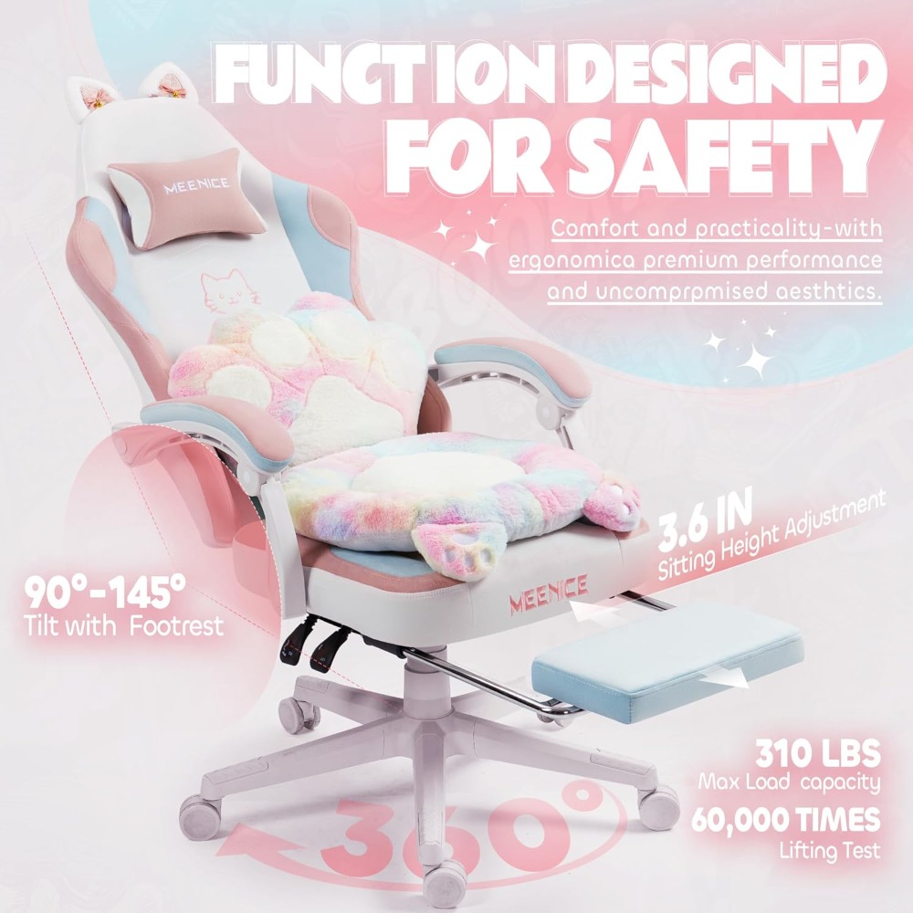 Gaming Chair Cute with Cat Ear - огляд і ціна Pc Gaming Girl
