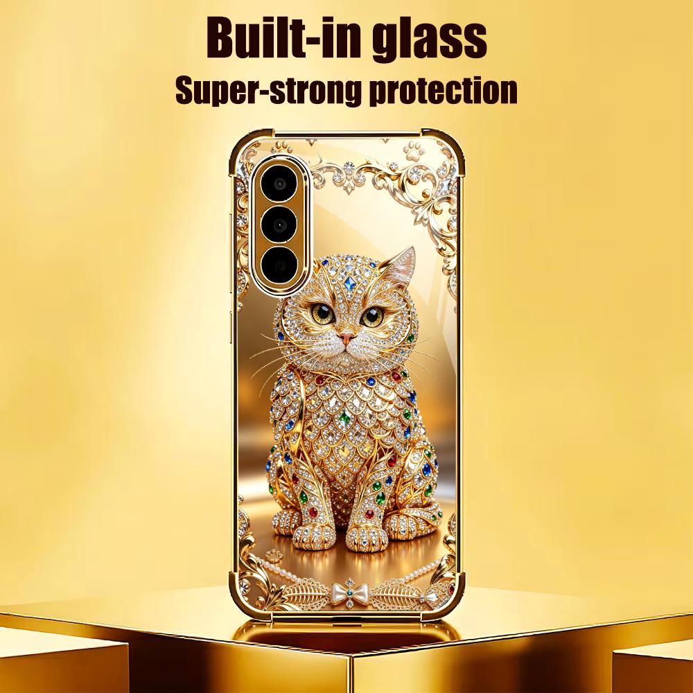 Cute gemstone gold cat Tempere - огляд і ціна Pc Case Tempered Glass