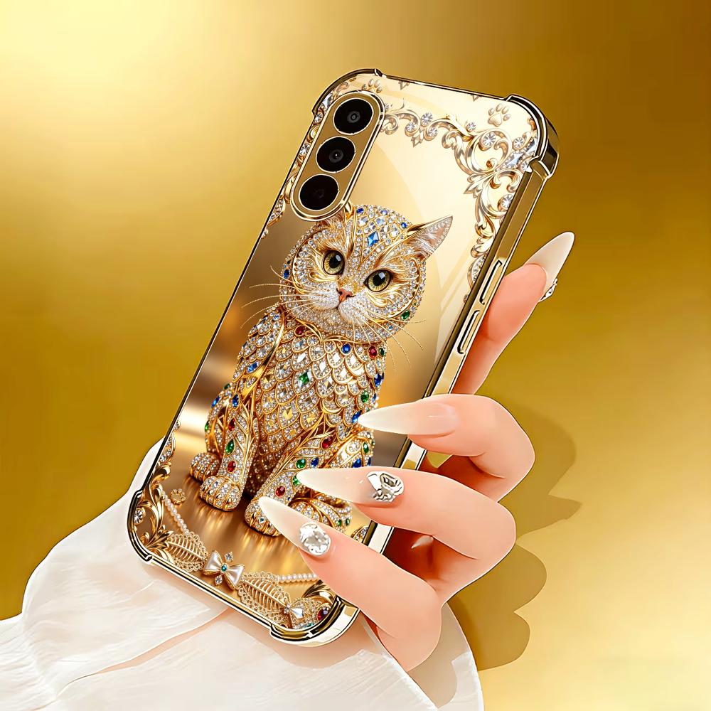 Cute gemstone gold cat Tempere - огляд і ціна Pc Case Tempered Glass
